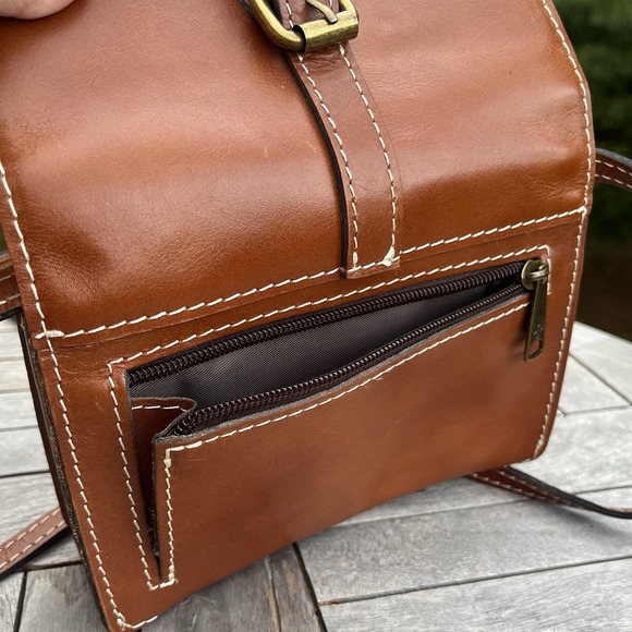 Patricia Nash Torri Crossbody British Tan Leather Purse Clutch Removable Strap - Picture 5 of 9